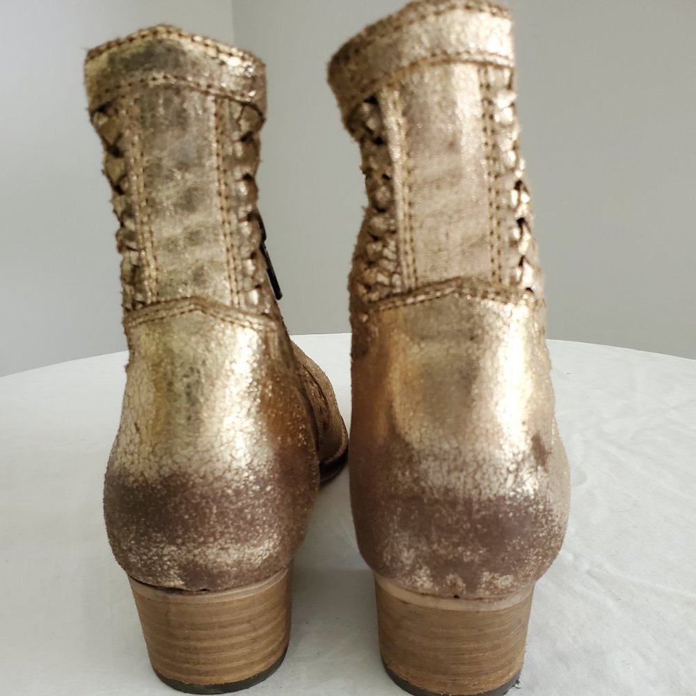 Seychelles gold distressed leather booties